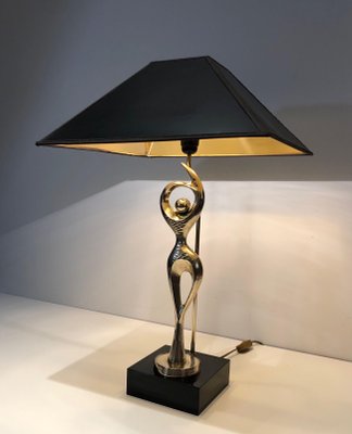 Brass Lamp Representing a Stylized Dancer, 1970s-BA-1383683