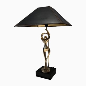 Brass Lamp Representing a Stylized Dancer, 1970s-BA-1383683