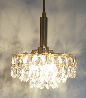 Brass Lead Crystal 4-Bulb Chandelier from Bakalowits & Söhne, Vienna, 1960s-NGU-2016654