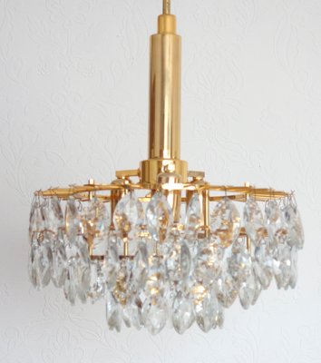 Brass Lead Crystal 4-Bulb Chandelier from Bakalowits & Söhne, Vienna, 1960s-NGU-2016654