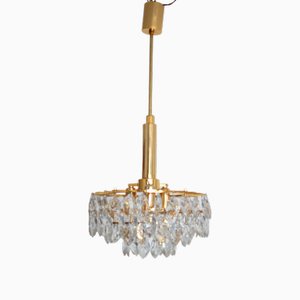 Brass Lead Crystal 4-Bulb Chandelier from Bakalowits & Söhne, Vienna, 1960s-NGU-2016654