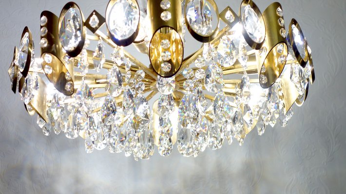 Brass & Lead Crystal Chandelier from Joska, 1970s-NGU-1742540