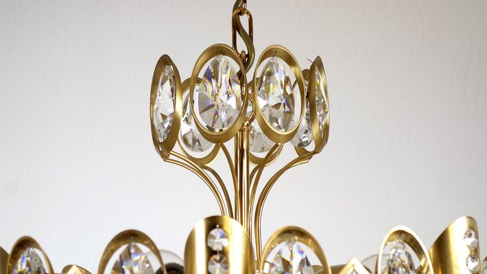 Brass & Lead Crystal Chandelier from Joska, 1970s-NGU-1742540