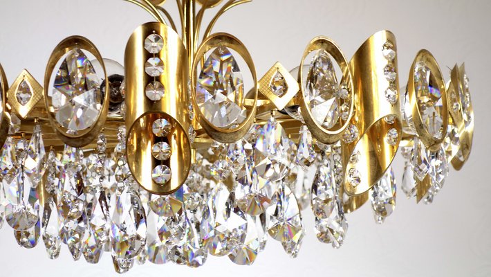 Brass & Lead Crystal Chandelier from Joska, 1970s-NGU-1742540