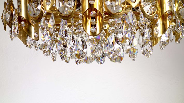 Brass & Lead Crystal Chandelier from Joska, 1970s-NGU-1742540