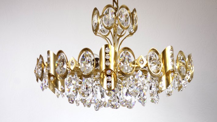 Brass & Lead Crystal Chandelier from Joska, 1970s-NGU-1742540