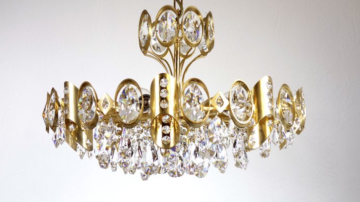 Brass & Lead Crystal Chandelier from Joska, 1970s-NGU-1742540