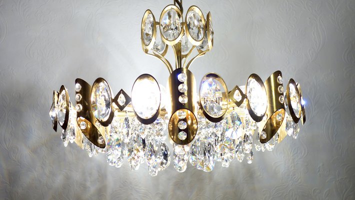 Brass & Lead Crystal Chandelier from Joska, 1970s-NGU-1742540