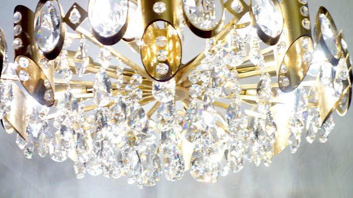 Brass & Lead Crystal Chandelier from Joska, 1970s-NGU-1742540