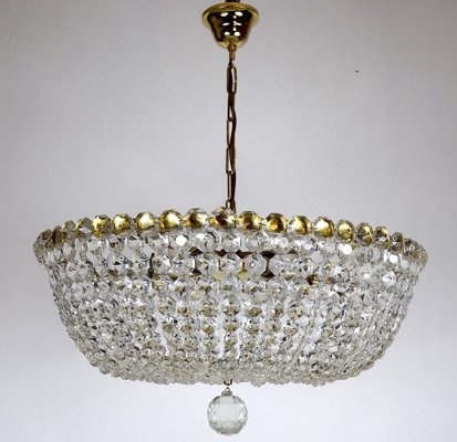 Brass Lead Crystal Chandeliers, 1970s-NGU-1731941