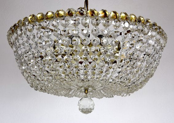 Brass Lead Crystal Chandeliers, 1970s-NGU-1731941