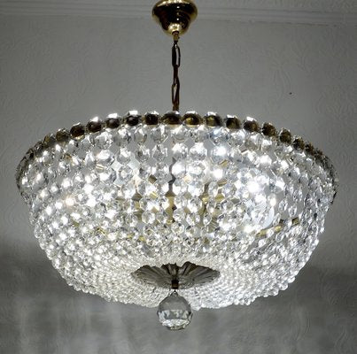 Brass Lead Crystal Chandeliers, 1970s-NGU-1731941