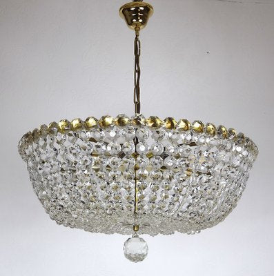 Brass Lead Crystal Chandeliers, 1970s-NGU-1731941