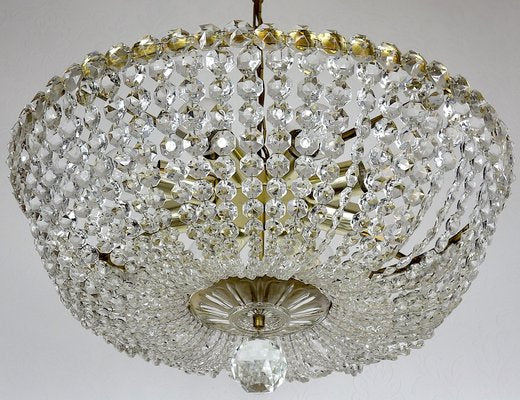 Brass Lead Crystal Chandeliers, 1970s-NGU-1731941