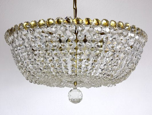 Brass Lead Crystal Chandeliers, 1970s-NGU-1731941