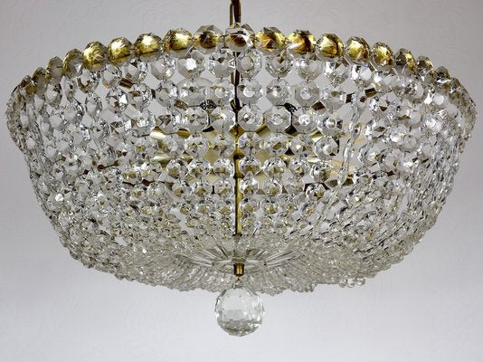 Brass Lead Crystal Chandeliers, 1970s-NGU-1731941