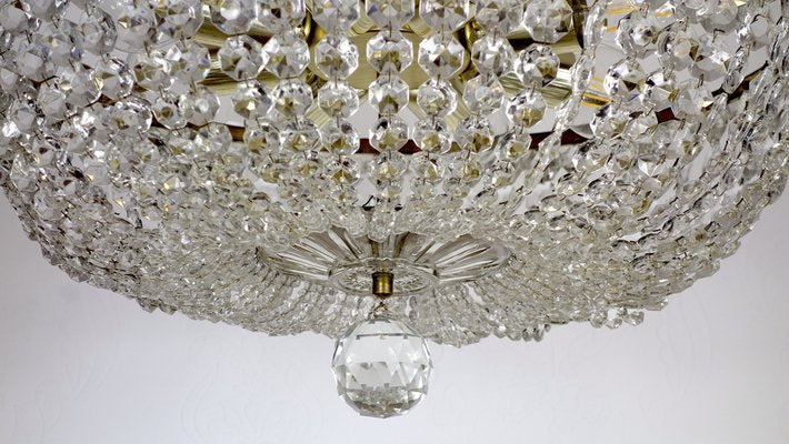 Brass Lead Crystal Chandeliers, 1970s-NGU-1731941