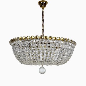 Brass Lead Crystal Chandeliers, 1970s-NGU-1731941