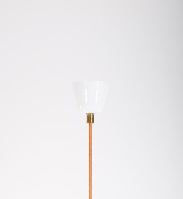 Brass & Leather Floor Lamp attributed to from Nordiska Kompaniet, 1950s-QU-1719623