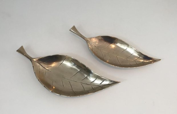 Brass Leaves, France, 1970s, Set of 2-BA-658553