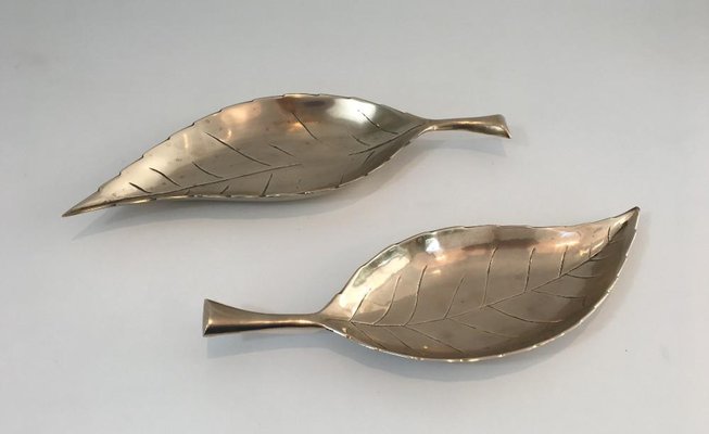 Brass Leaves, France, 1970s, Set of 2-BA-658553