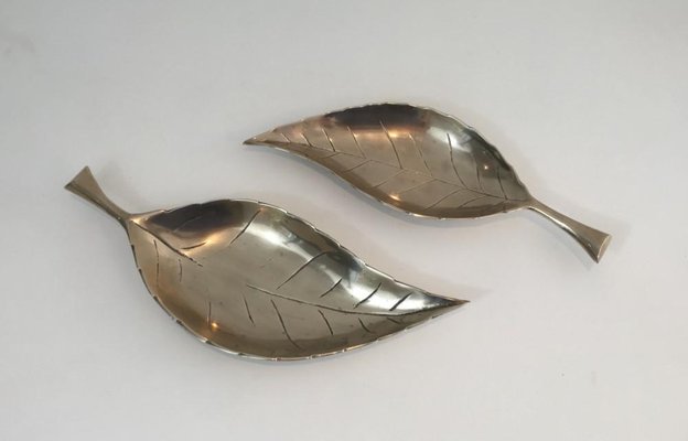 Brass Leaves, France, 1970s, Set of 2-BA-658553