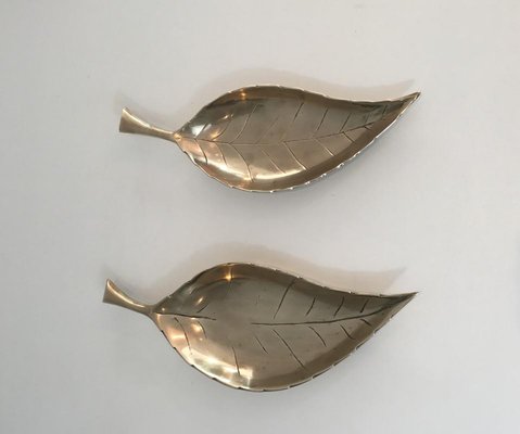 Brass Leaves, France, 1970s, Set of 2-BA-658553