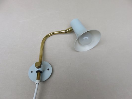 Brass & Light Blue Wall Lights, 1950s, Set of 2-EY-1445256