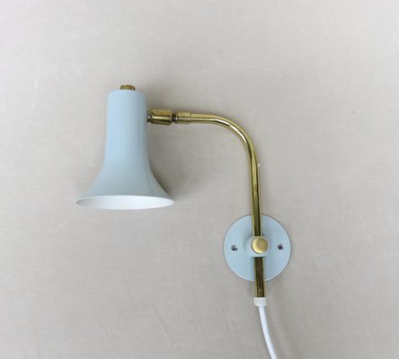 Brass & Light Blue Wall Lights, 1950s, Set of 2-EY-1445256