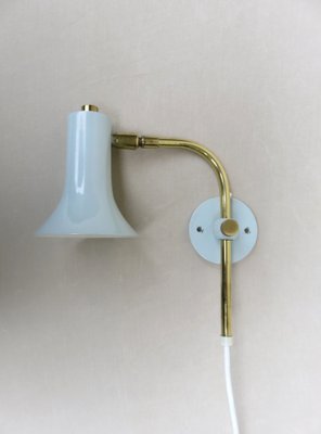 Brass & Light Blue Wall Lights, 1950s, Set of 2-EY-1445256