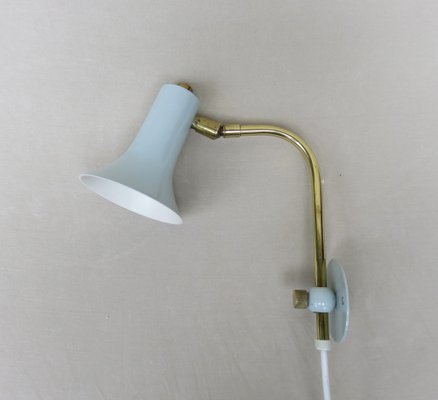 Brass & Light Blue Wall Lights, 1950s, Set of 2-EY-1445256