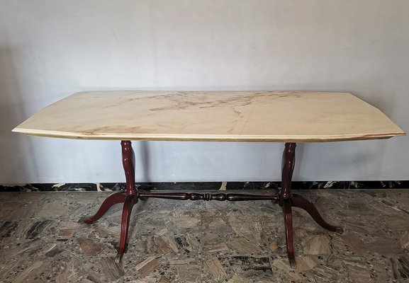 Brass, Marble & Wood Side Table, Italy, 1960s-RAQ-1344685