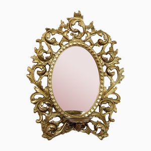 Brass Mirror with Candleholder, 1960s-BQF-1806246