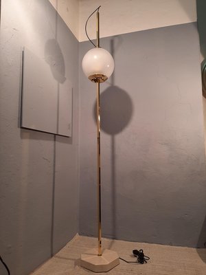 Brass Model Balloon LTE10 Floor Lamp with Beige Base by Luigi Caccia Dominioni for Azucena, 1990s-OHK-870434