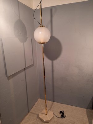 Brass Model Balloon LTE10 Floor Lamp with Beige Base by Luigi Caccia Dominioni for Azucena, 1990s-OHK-870434