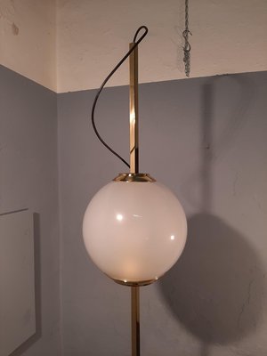 Brass Model Balloon LTE10 Floor Lamp with Beige Base by Luigi Caccia Dominioni for Azucena, 1990s-OHK-870434