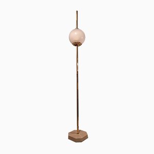 Brass Model Balloon LTE10 Floor Lamp with Beige Base by Luigi Caccia Dominioni for Azucena, 1990s-OHK-870434