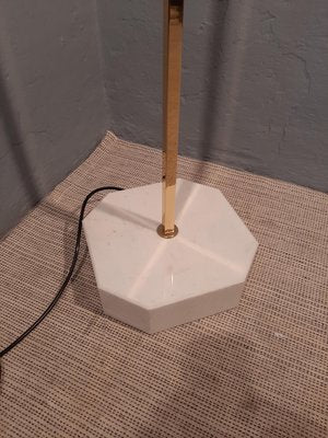 Brass Model Balloon LTE10 Floor Lamp with White Base by Luigi Caccia Dominioni for Azucena, 1990s-OHK-870433