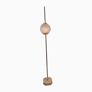 Brass Model Balloon LTE10 Floor Lamp with White Base by Luigi Caccia Dominioni for Azucena, 1990s-OHK-870433