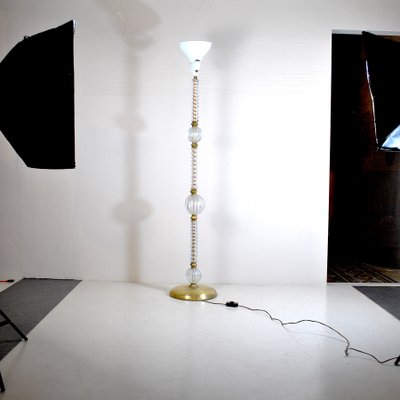 Brass & Murano Glass Floor Lamp from Barovier & Toso, 1940s-JQO-844718