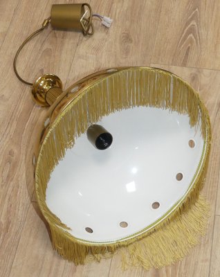 Brass Mushroom Pendant Lamp with Fringe, 1970s-AFE-1371751