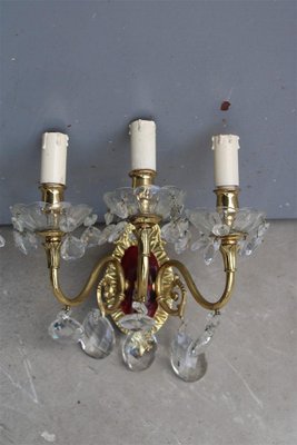 Brass Nail Polish and Crystals Wall Lamps, 1950s, Set of 2-EH-1382375