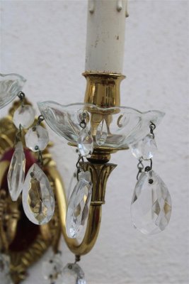 Brass Nail Polish and Crystals Wall Lamps, 1950s, Set of 2-EH-1382375