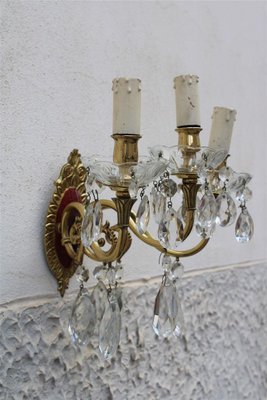 Brass Nail Polish and Crystals Wall Lamps, 1950s, Set of 2-EH-1382375