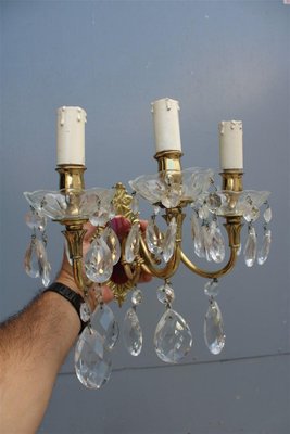 Brass Nail Polish and Crystals Wall Lamps, 1950s, Set of 2-EH-1382375