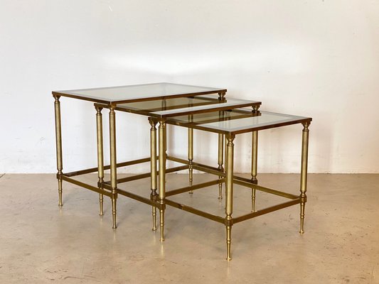 Brass Nesting Tables, 1970s, Set of 3-NPC-1264274