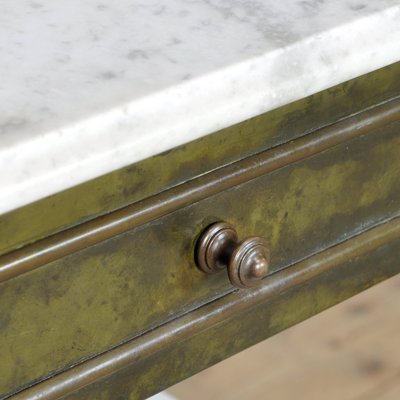 Brass Nightstand with Marble Top, 1910s-IW-1436137