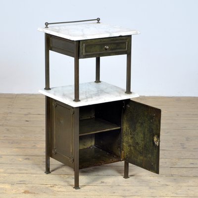 Brass Nightstand with Marble Top, 1910s-IW-1436137