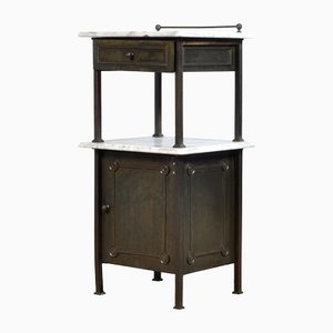 Brass Nightstand with Marble Top, 1910s-IW-1436137