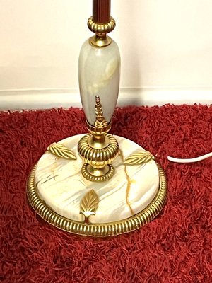 Brass Onyx Beads Glass Shade Floor Lamp 2 Bulbs from Unbekannt, 1950s-NGU-2016650